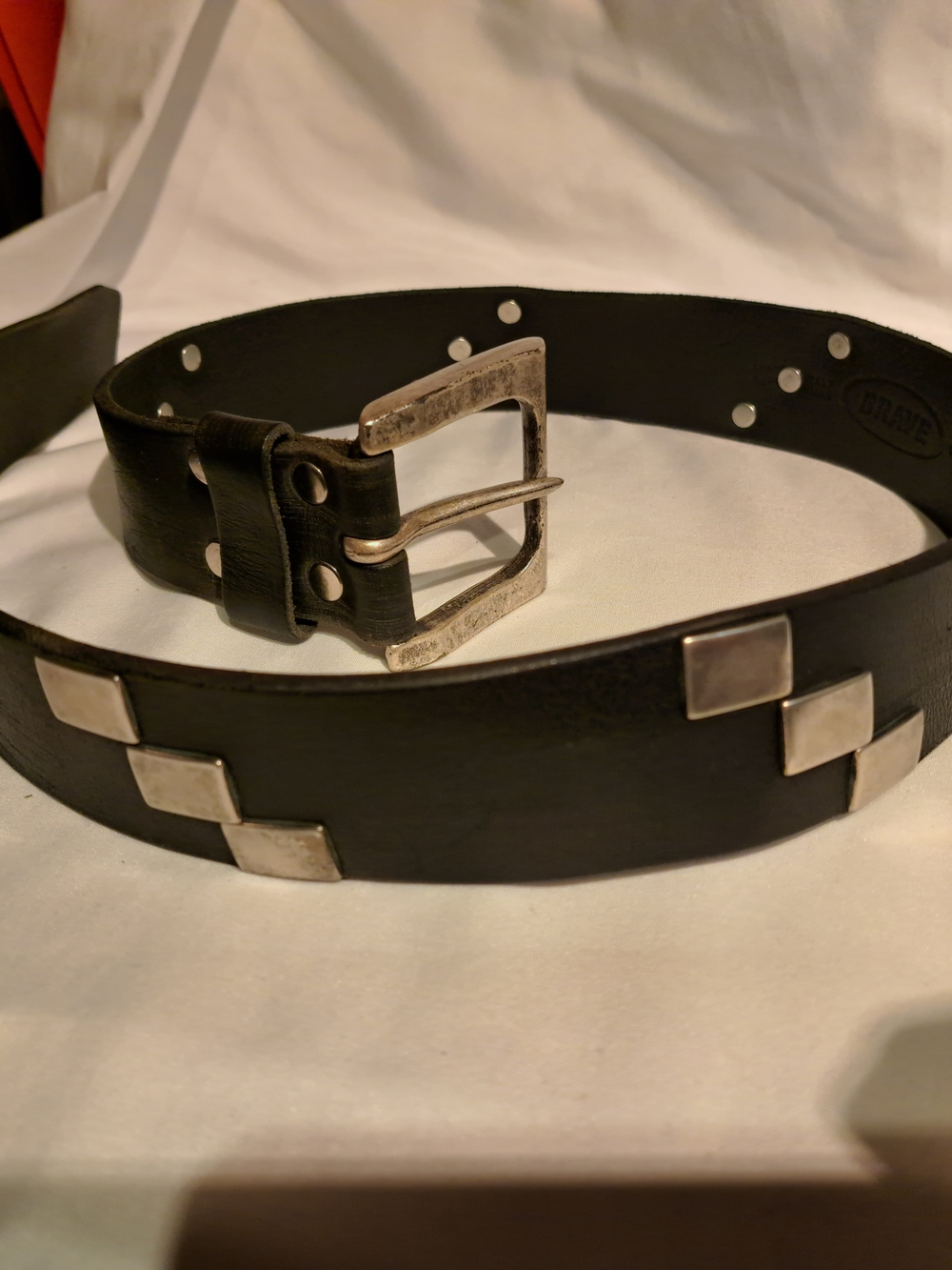 Black Studded Leather Belt - Breve Leather